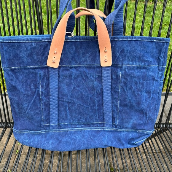 NWT Immodest Cotton Indigo canvas construction tote - Picture 2 of 10